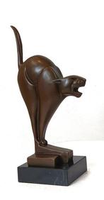 naar C.VD Hoef. - sculptuur, Kubistische kat van brons - 26, Antiek en Kunst, Kunst | Designobjecten