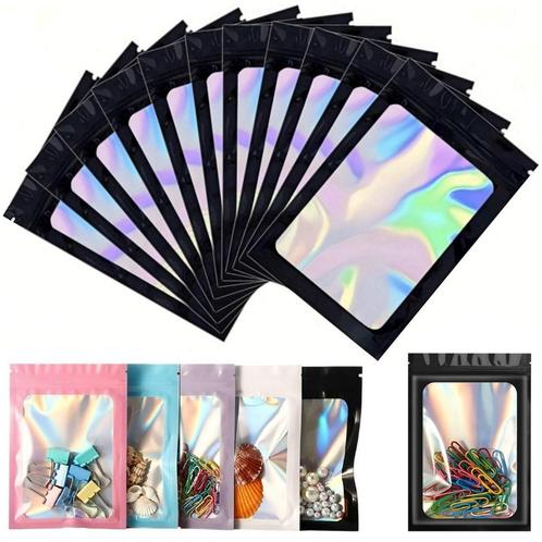 Fako Bijoux® - Zwarte Holografische Folie Zip Lock Zakjes -, Diversen, Cadeauverpakkingen, Verzenden