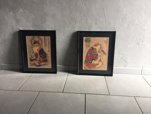 Horitomo  - 2 C-afdruk - Monmon Cats - duo Monmon Cats, Antiek en Kunst, Antiek | Overige Antiek
