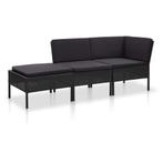 Loungeset Zwart | Retourdeal | 3-Delig | 35% Korting, Tuin en Terras, Tuinsets en Loungesets, Rotan, 3 zitplaatsen, Nieuw, Ophalen of Verzenden