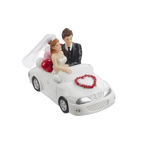 Taarttopper Bruidspaar in Auto Polystone 10x5,5cm, Hobby en Vrije tijd, Taarten en Cupcakes maken, Nieuw, Verzenden