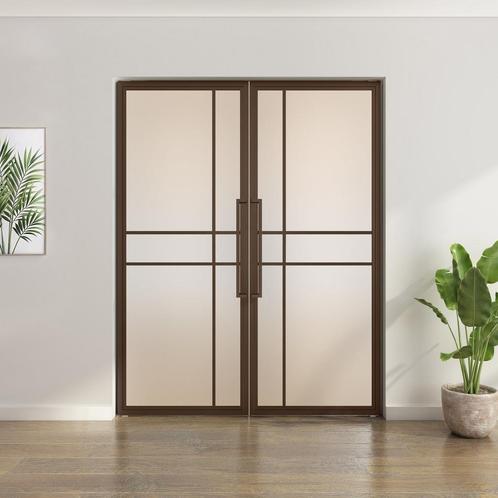 Dubbele stalen taatsdeur 6 Vlaks Brons Mat glas Luxe design, Doe-het-zelf en Verbouw, Deuren en Horren, Nieuw, Metaal, Overige typen