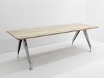 Vergadertafel - 240x90cm - halifax eiken - 4-poot chroom, Huis en Inrichting, Tafels | Eettafels, Ophalen of Verzenden, Gebruikt