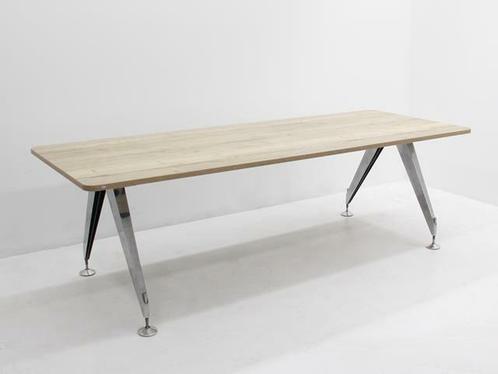 Vergadertafel - 240x90cm - halifax eiken - 4-poot chroom, Huis en Inrichting, Tafels | Eettafels, Gebruikt, Ophalen of Verzenden