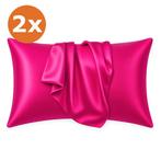 2 STUKS - Satijnen kussensloop Fuchsia 60 x 70 cm hoofdkusse, Ophalen of Verzenden, Nieuw