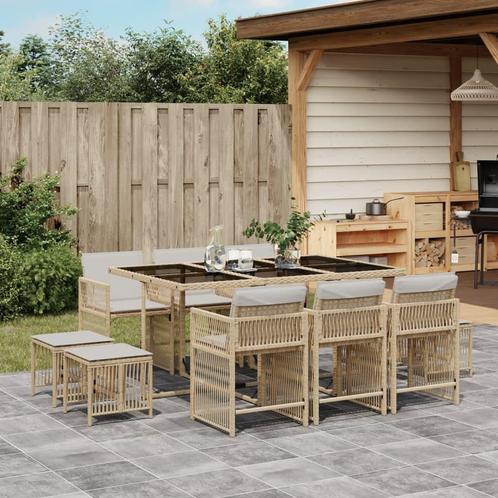 vidaXL 11-delige Tuinset met kussens poly rattan beige, Tuin en Terras, Tuinsets en Loungesets, Tuinset, Nieuw, Meer dan 8 zitplaatsen