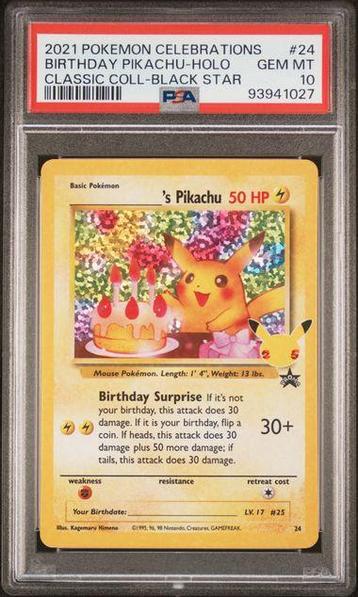 2021 Pokemon Celebrations - Birthday Pikachu #24 - PSA 10 beschikbaar voor biedingen