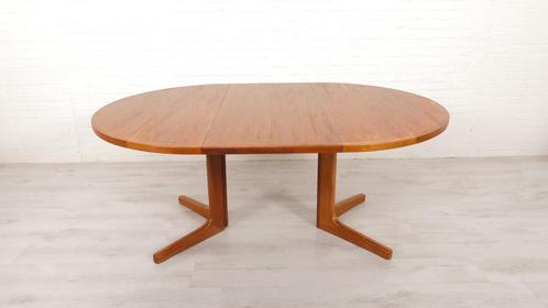 Vintage eettafel | Rond | Teak | Uitschuifbaar | 122 cm, Huis en Inrichting, Tafels | Eettafels, 150 tot 200 cm, 150 tot 200 cm