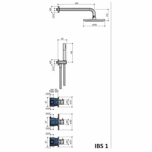 Thermostatische Inbouw Douche Set Buddy Met 2 Stopkranen Ibs, Doe-het-zelf en Verbouw, Sanitair, Ophalen of Verzenden