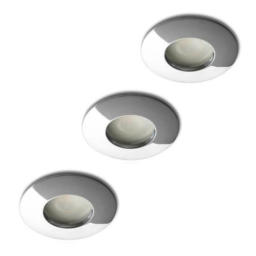 Set van 3 badkamer inbouwspots chrome + LED spots GU10 Lybar, Huis en Inrichting, Lampen | Spots, Nieuw, Verzenden