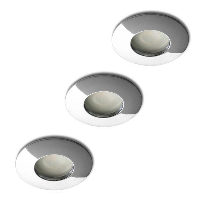 Set van 3 badkamer inbouwspots chrome + LED spots GU10 Lybar, Huis en Inrichting, Lampen | Spots, Nieuw, Verzenden