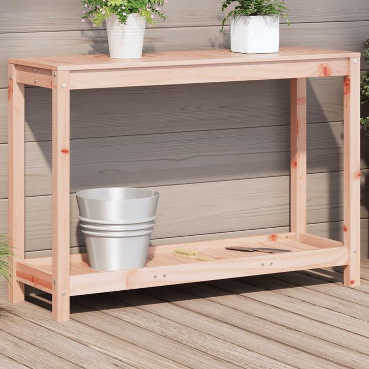 vidaXL Oppottafel met schap 108x35x75 cm massief douglashout, Tuin en Terras, Overige Tuin en Terras, Nieuw, Verzenden