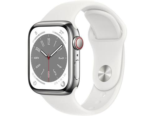 Apple Watch Series 8, 41mm, GPS + Cellular, RVS, Sportbandje, Huis en Inrichting, Woonaccessoires | Overige, Zo goed als nieuw