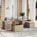 vidaXL 6-delige Loungeset met kussens poly rattan beige, Verzenden, Nieuw, Rotan, Loungeset