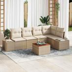 vidaXL Tuin Sofa Set met kussen 6 pcs Beige Poly riet, Tuin en Terras, Verzenden, Nieuw, Rotan