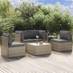 vidaXL 5-delige Loungeset met kussens poly rattan grijs, Tuin en Terras, Tuinsets en Loungesets, 5 zitplaatsen, Nieuw, Loungeset