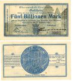 Duitsland 5 Billionen Mark Crailsheim 1923 Notgeld selten, Verzenden
