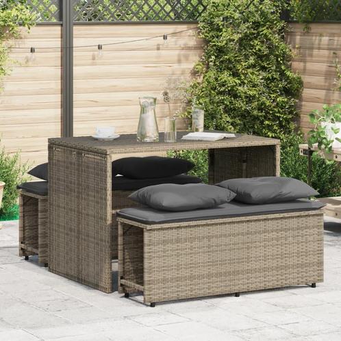vidaXL 3-delige Tuinset met kussens poly rattan grijs, Tuin en Terras, Tuinsets en Loungesets, Tuinset, Nieuw, Rotan, Verzenden