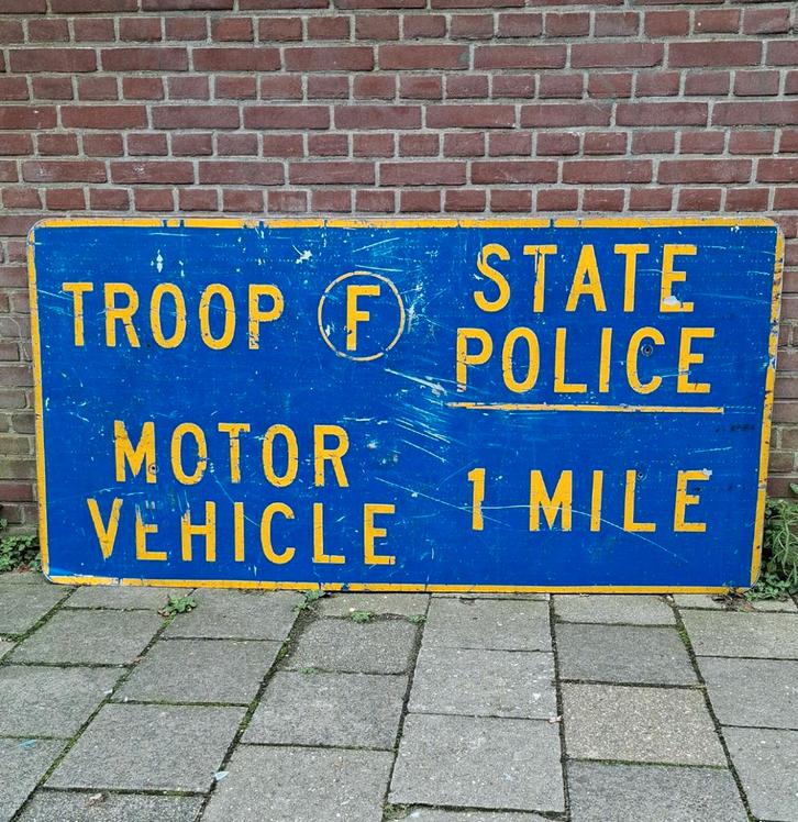 Troop F State Police Verkeersbord - 183 x 91cm - Origineel, Verzamelen, Merken en Reclamevoorwerpen, Ophalen