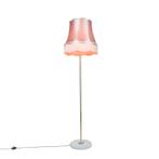 Retro vloerlamp messing met Granny kap roze 45 cm - Kaso, Verzenden, Nieuw, Retro
