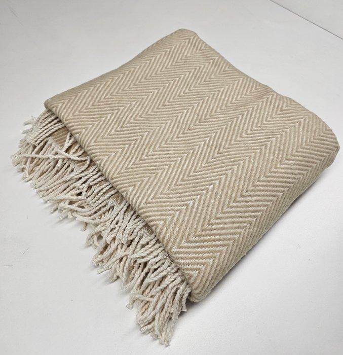 Exclusieve grote plaid in katoenmix, licht en donker ecru,, Antiek en Kunst, Curiosa en Brocante