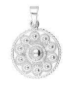 Zilveren Goese platte knop knoop 23 mm. ketting hanger, Verzenden, Nieuw