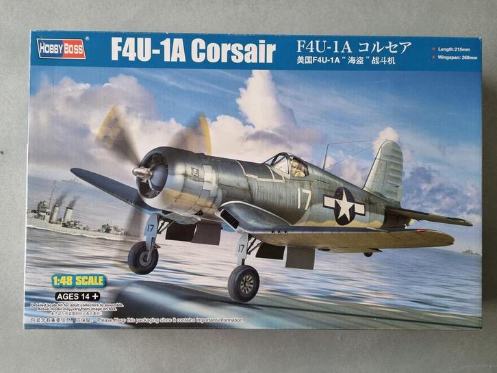 HobbyBoss 80383 F4U-1A Corsair 1:48, Hobby en Vrije tijd, Modelbouw | Vliegtuigen en Helikopters, Verzenden