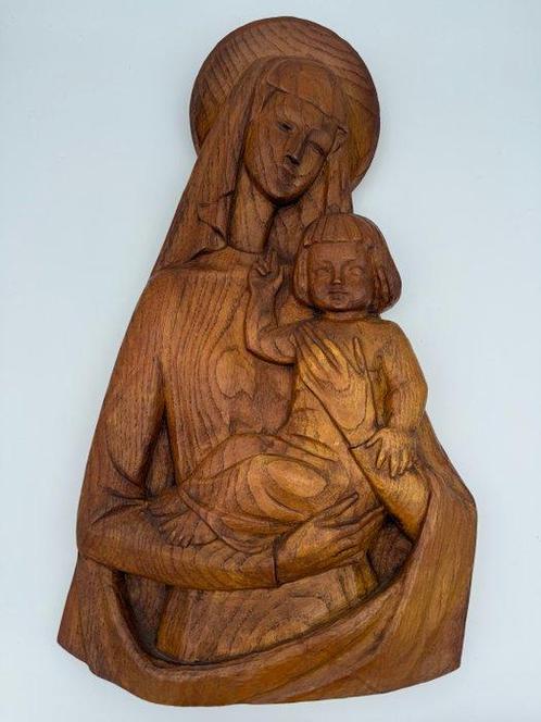 Beeld, Maria met het kind Jezus - 48 cm - Hout, Antiek en Kunst, Antiek | Boeken en Bijbels