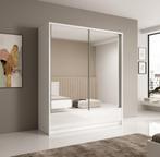 Kledingkast wit 184x62x214 met spiegel schuifdeuren lades, Nieuw, 150 tot 200 cm, Modern, 50 tot 75 cm