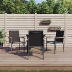 vidaXL 5-delige Tuinset textileen en staal zwart, 4 zitplaatsen, Verzenden, Nieuw, Rvs