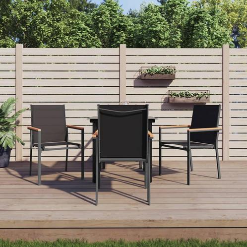 vidaXL 5-delige Tuinset textileen en staal zwart, Tuin en Terras, Tuinsets en Loungesets, Tuinset, Nieuw, 4 zitplaatsen, Rvs, Verzenden