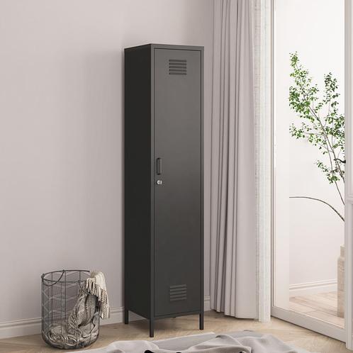 Metalen kast Seinäjoki 180x38x38 cm zwart mat [en.casa], Huis en Inrichting, Kasten | Kledingkasten, Nieuw, Verzenden