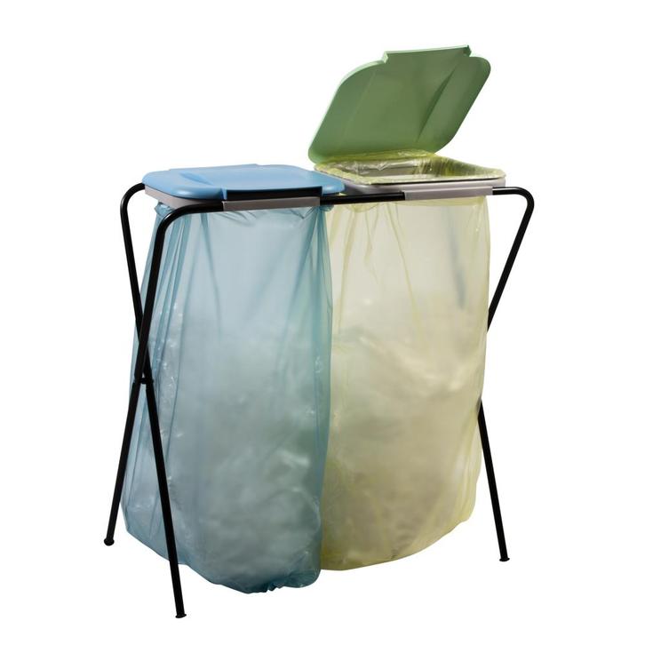 Practo Home vuilniszakhouder dubbel 60-130 ltr - zwart, Huis en Inrichting, Woonaccessoires | Prullenbakken, Nieuw, Verzenden