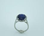 Ring - 18 karaat Witgoud Saffier - Diamant, Nieuw
