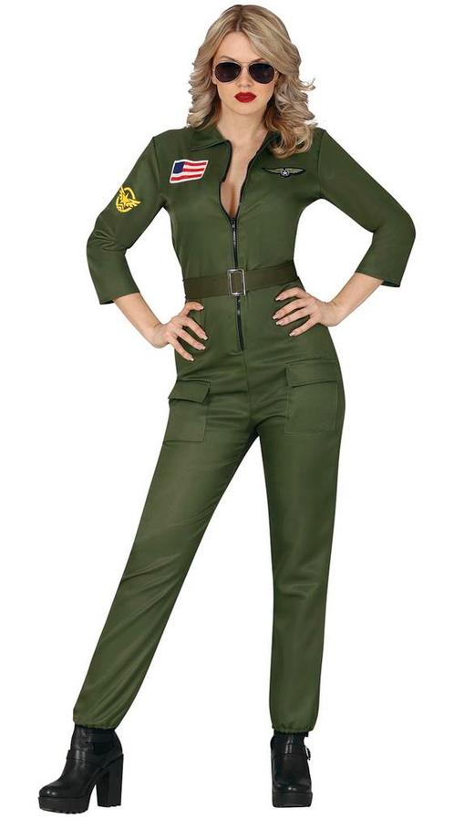 Piloot Kostuum Dames Top Gun, Kleding | Dames, Carnavalskleding en Feestkleding, Nieuw, Verzenden