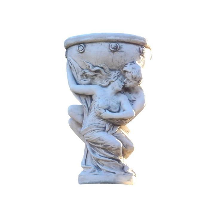Man en vrouw met schaal - stenen beeld - 80 cm - klassiek, Tuin en Terras, Tuinbeelden, Ophalen of Verzenden