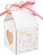 6 schattige babyshower cadeaus doosje Girl of boy met lintje, Verzenden, Nieuw, Feestartikel, Geboorte of Huwelijk