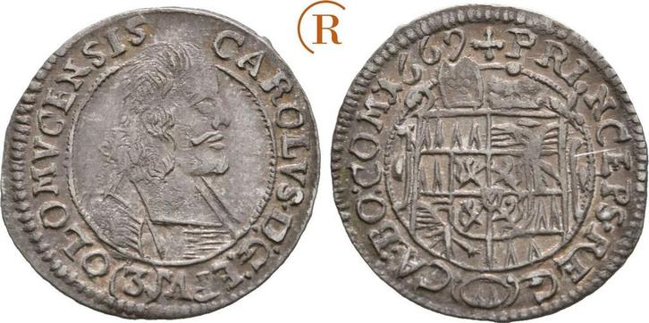 3 Kreuzer 1669 Olmuetz Bistum: Karl Ii von Liechtenstein,..., Postzegels en Munten, Munten | Europa | Niet-Euromunten, Verzenden