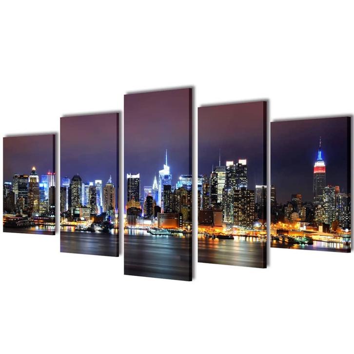 vidaXL Canvas muurdruk set Kleurrijke New York skyline 200 x, Huis en Inrichting, Woonaccessoires | Schilderijen, Tekeningen en Foto's