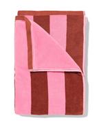 HEMA Strandlaken 90x180cm velours strepen, Verzenden, Nieuw, Bruin