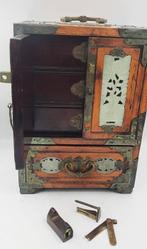 Sieradendoos - Hout, Messing, Jade - Sieradenkast