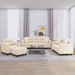 vidaXL 4-delige Loungeset met kussens microvezelstof beige, Huis en Inrichting, Banken | Bankstellen, Verzenden, Nieuw, Vierpersoons of meer