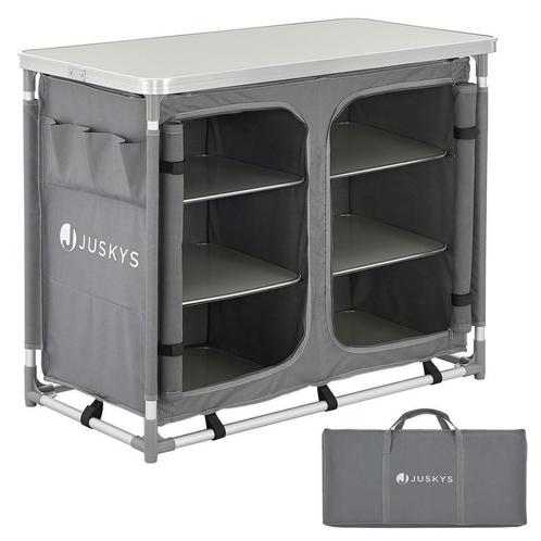 Compacte Inklapbare Campingkeuken - 97 x 50 x 78 cm - Grijs, Caravans en Kamperen, Kampeermeubelen, Campingkast, Nieuw, Ophalen of Verzenden