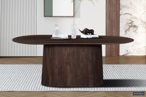 Tafel Miguel 200 cm Ovaal Mango hout Donkerbruin (2c) -, Huis en Inrichting, Tafels | Eettafels, Nieuw, Ophalen of Verzenden