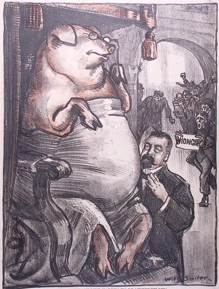 Spotprent Posthuma en hongersnood tijdens Eerste Wereldoo..., Antiek en Kunst, Kunst | Litho's en Zeefdrukken, Verzenden