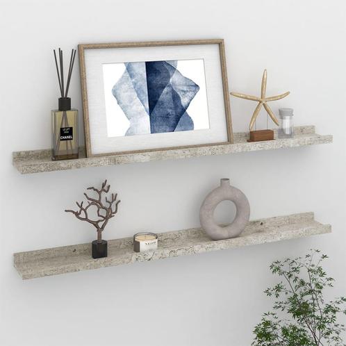 vidaXL Wandschappen 2 st 80x9x3 cm betongrijs, Huis en Inrichting, Woonaccessoires | Wandplanken en Boekenplanken, Nieuw, Verzenden