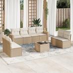 vidaXL 9-delige Loungeset met kussens poly rattan beige, Verzenden, Nieuw, Rotan, Loungeset