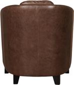 Leren kuipstoel - Vintage Leer Brown - Hout zwart, Huis en Inrichting, Fauteuils, Klassiek, Nieuw, Ophalen of Verzenden, 50 tot 75 cm