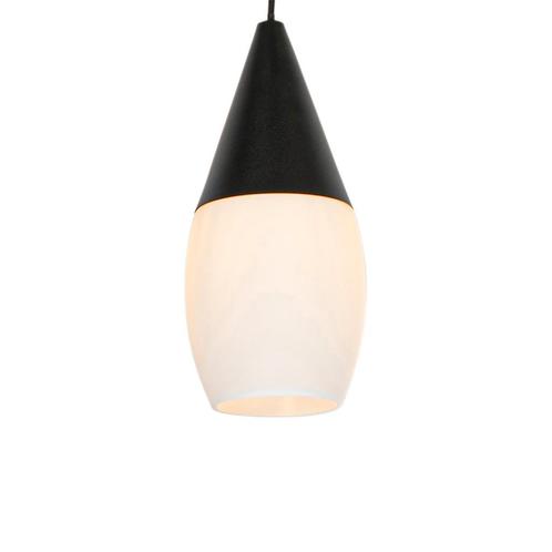 Moderne hanglamp zwart met opaal glas - Drop, Huis en Inrichting, Lampen | Hanglampen, Nieuw, Glas, 75 cm of meer