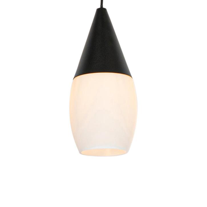 Moderne hanglamp zwart met opaal glas - Drop, Huis en Inrichting, Lampen | Hanglampen, Nieuw, Glas, 75 cm of meer